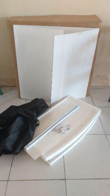 Both Portable Putih Polos Tanpa Cetak / Meja Jualan Event Desk Tanpa Cetak Meja Promosi Putih Polos