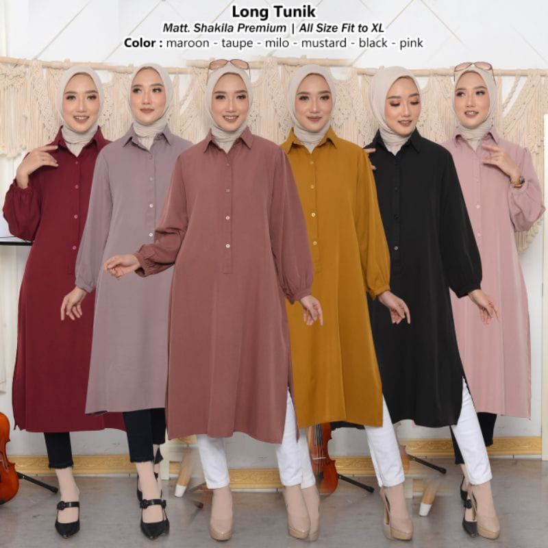 READY!! HANA XXXXXL LONG TUNIK WANITA MUSLIM JUMBO POLOS SHAKILA PREMIUM BUSUI LD120&amp;140 TERMURAAH