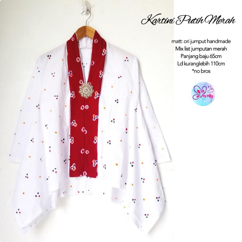 atasan batik murah solo kartini putih merah jumputan batik tuman solo