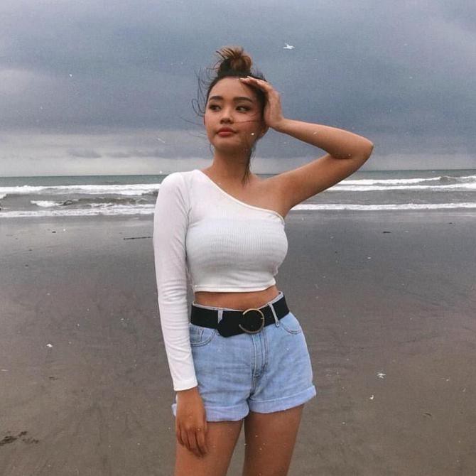 VANESSA TOP CROP TOP WANITA ONE SHOULDER IMPORT BRALETTE MURAH - Hitam