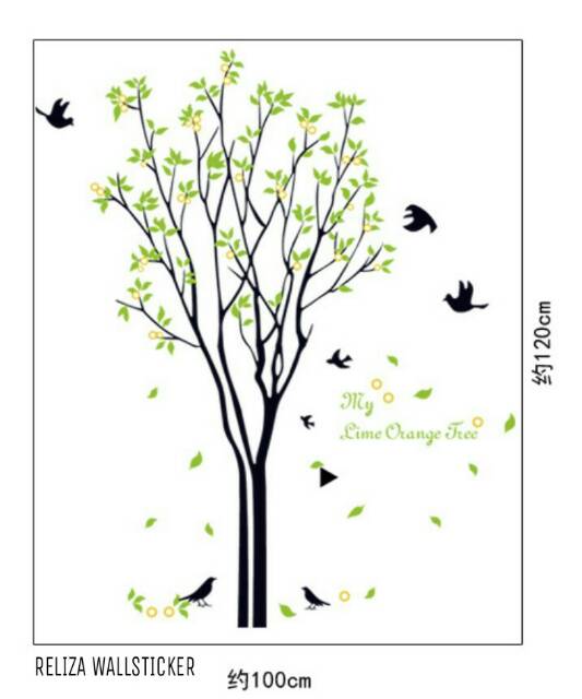 RELIZA WALL STICKER POHON HIJAU RANTING BIRDS GREEN TREE AY9094 STIKER DINDING