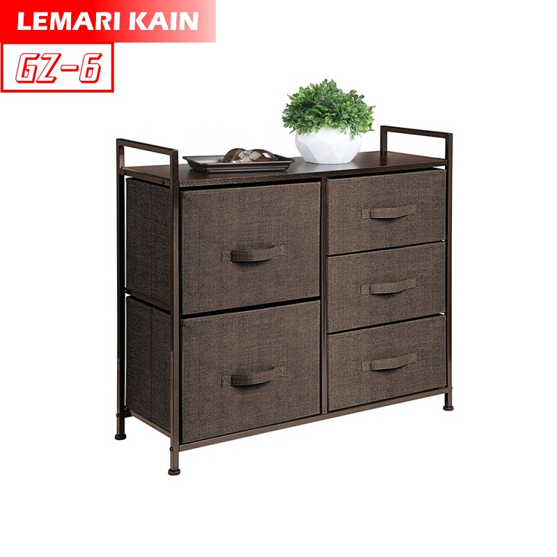 Lemari Kain Linen 5 Laci Penyimpanan Kabinet Serbaguna - FHS88