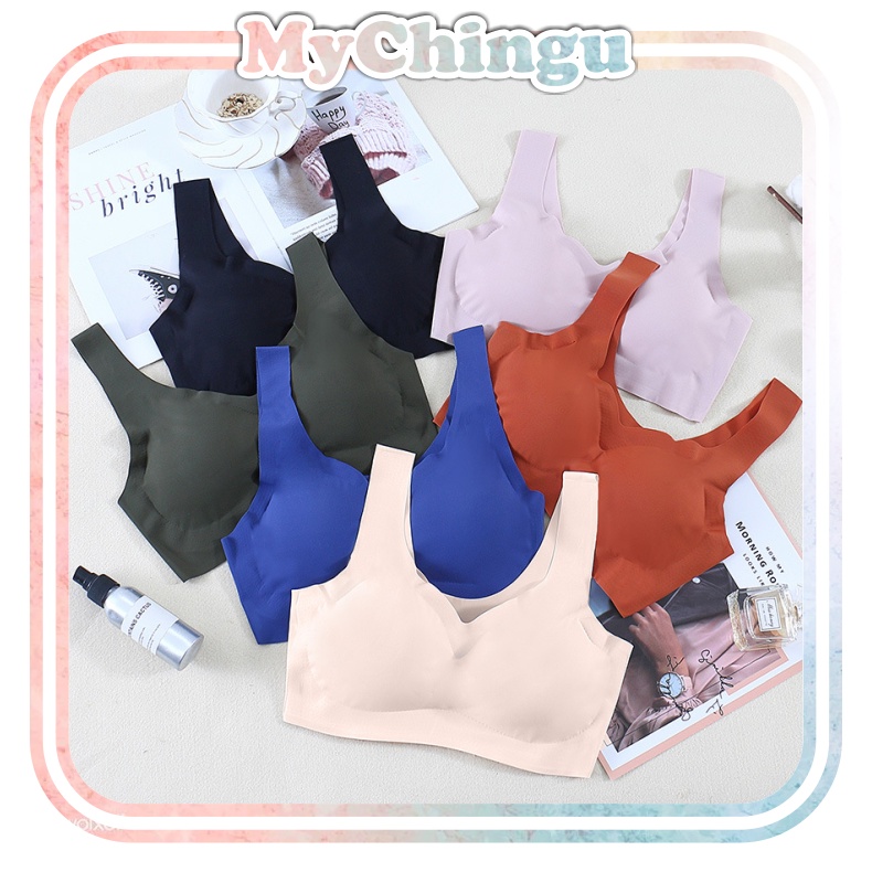 ❀ Chingu ❀ PW078 (Bahan Tipis) COD Bra Wanita Fashion Seamless Sport Bra Olahraga Push Up Tanpa Kawat Elastis