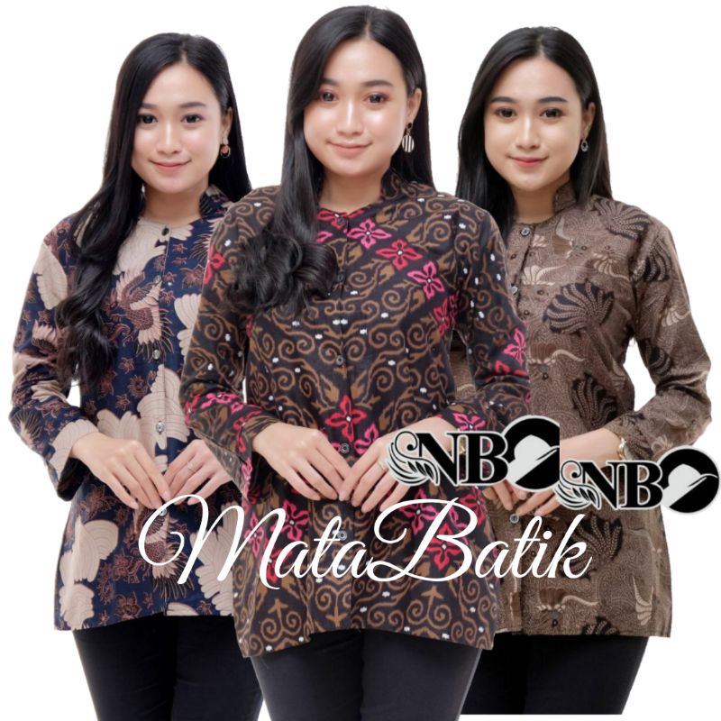 Samhadi Batik Blouse Batik Blus kerja ukuran M L XL XXL Atasan Batik Atasan Wanita Grosir Murah bang