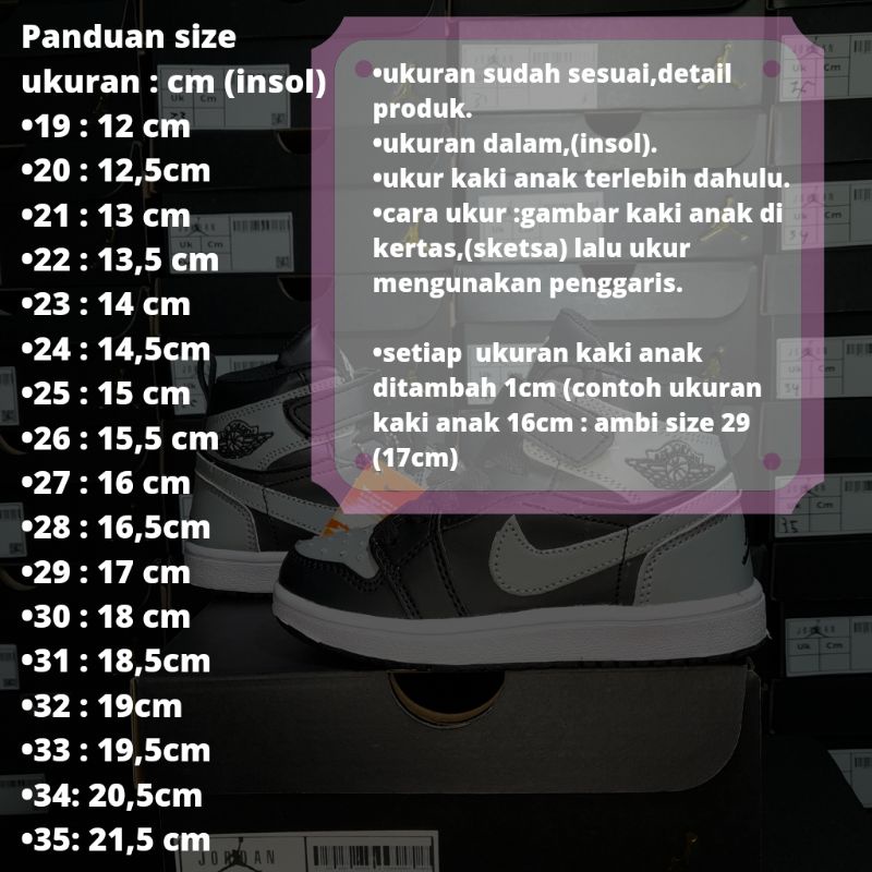 sepatu anak laki Nike Jordan blck grey size 21-35 jaminan real pict