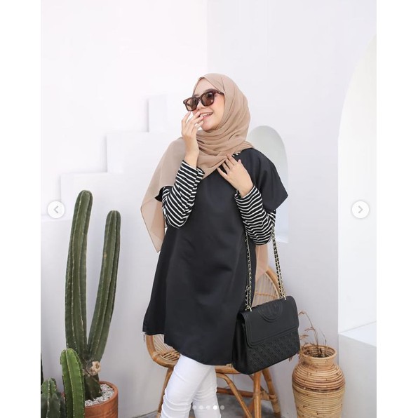 Pakaian Remaja  2in1 Busana  Wanita  Baju  Blouse Trendy 