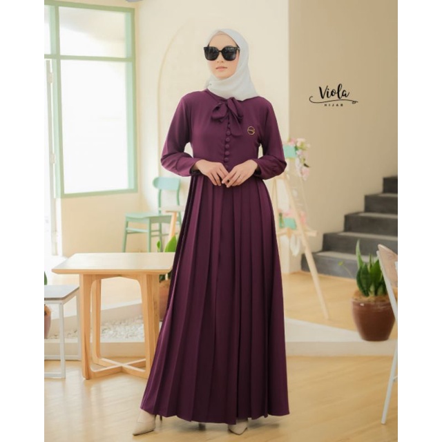 GAMIS DRESS CANTIK WANITA REMAJA MUSLIM TERBARU KEKINIAN TERLARIS MOTIF POLOS HASEENA DRESS by VIOLA