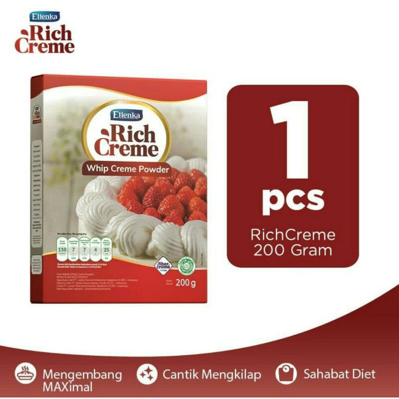 

Whip Creme Rich Creme 200gr dan 400gr dari Ellenka