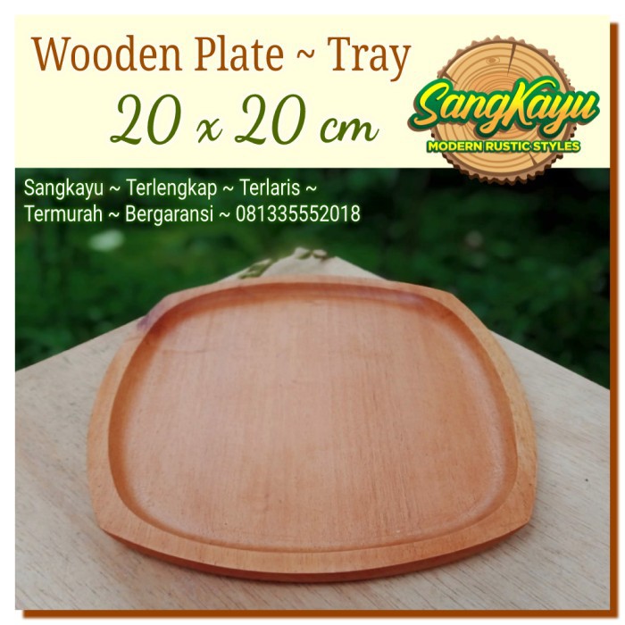 Piring saji piring kayu 20cm piring saji wooden plate tray nampan kayu