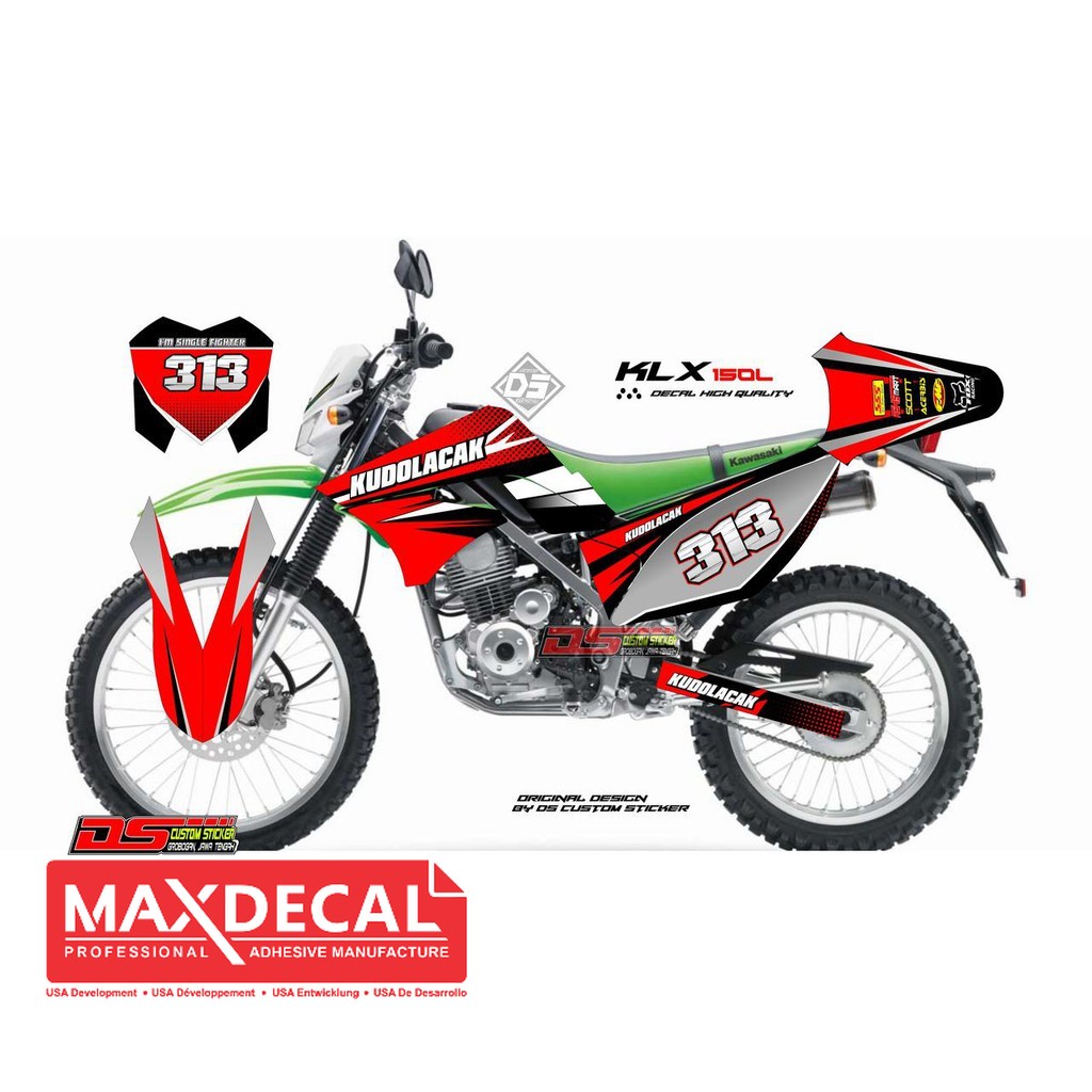 Stiker Decal KLX Lama Silver Merah