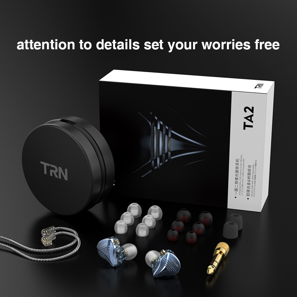 TRN TA2 3 Driver Units In Ear Earphone Hybird Headphone HIFI DJ Monitor Earphone Earbuds With QDC Cable TRN TA1 V90 MT1 T300