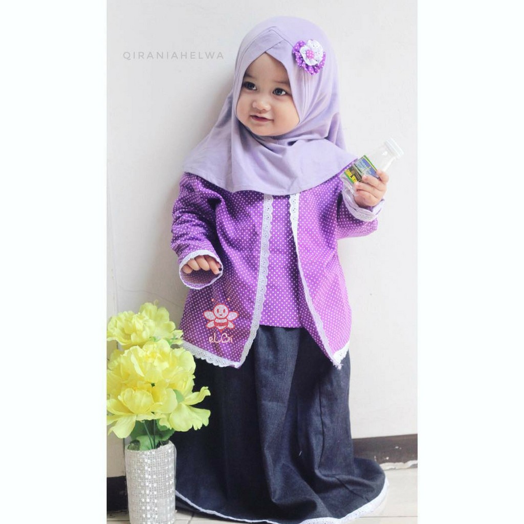 Baju Muslim Anak Perempuan / Baju Muslim Anak ELBI / Kutubaru Anak Calista Set 1-6 Tahun Rayon
