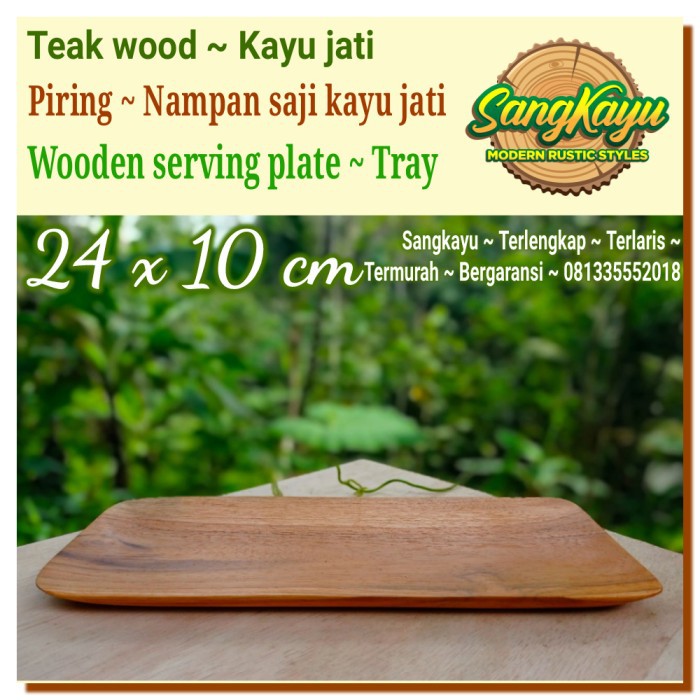 Piring saji kayu jati tray 24x10cm piring kayu nampan Wooden plate