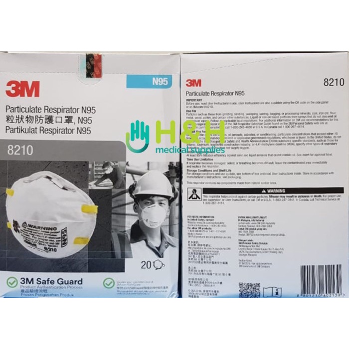 KESEHATAN PERLENGKAPAN MEDIS MASKER 3M 8210 / MASKER N95 8210 MERK 3M