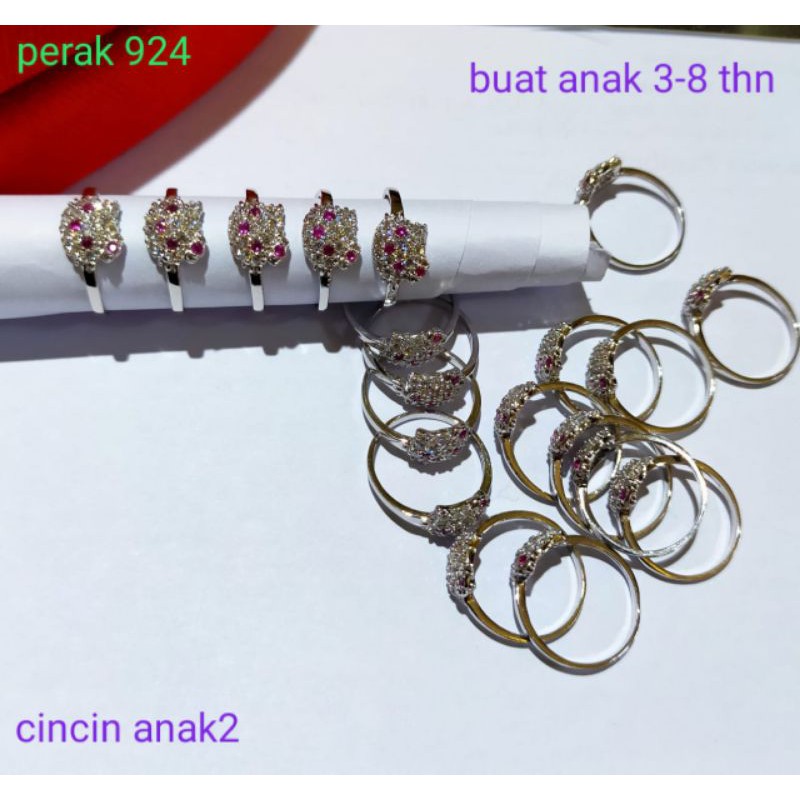 Cincin Anak Hello Kitty, Perak 925, Sepuh Emas Putih