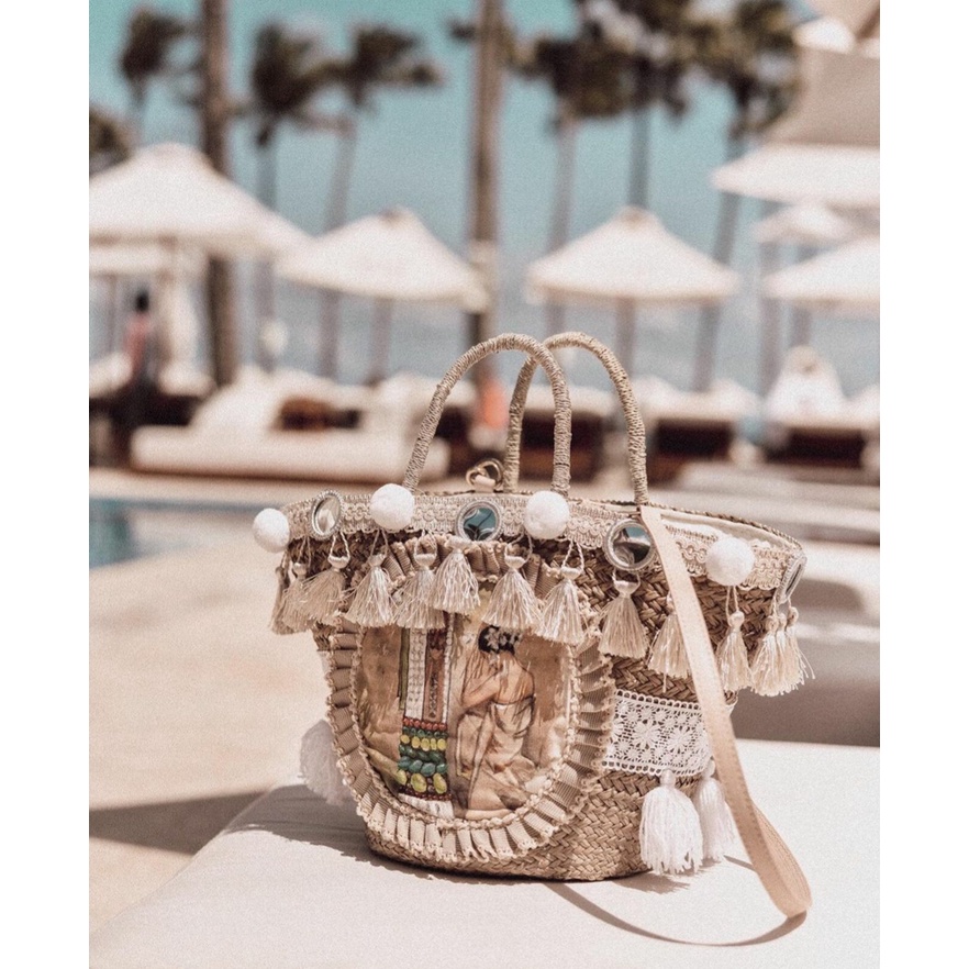 Handmade Handbag Unique Handpainted Canvas//Handmade Bag//Tas Unik Wanita//Tas Anyaman Rotan//Tas An