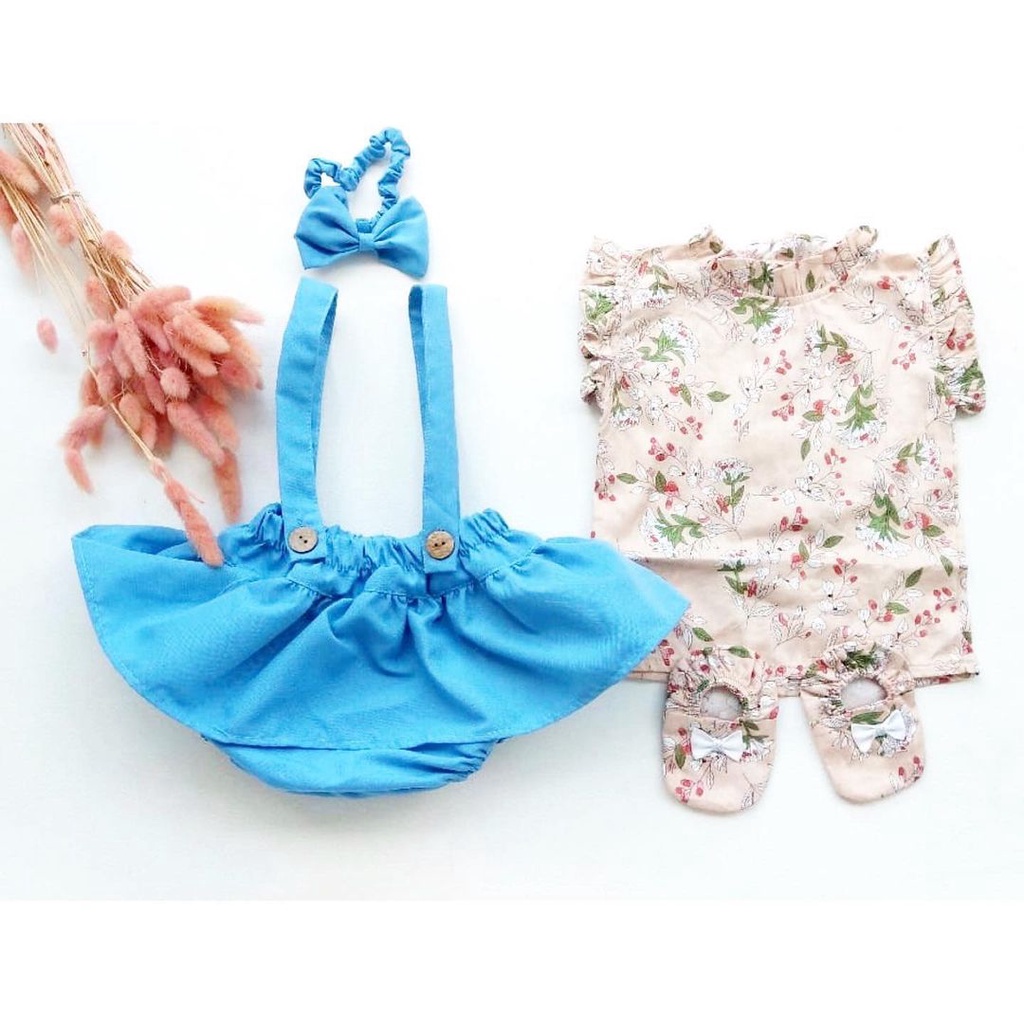 Hampers Talitha / Aiko / Clara / Gianna Baju Rok Overall Bandana Sepatu Giftset Kado Lahiran Anak Bayi Perempuan Lucu Terlaris Murah-6