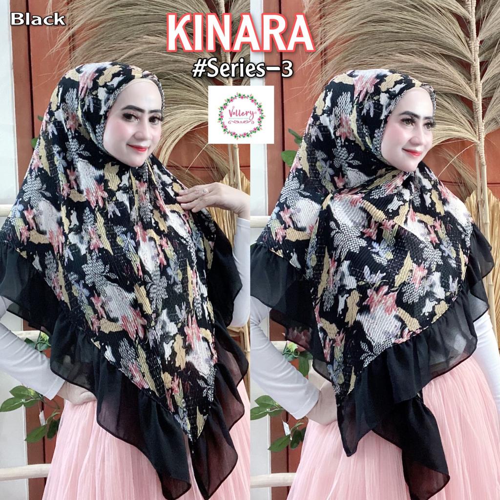 Jilbab Segiempat Segi Empat Square Kinara Plisket Ori Vallery Hijab-KINARA 3 - HITAM