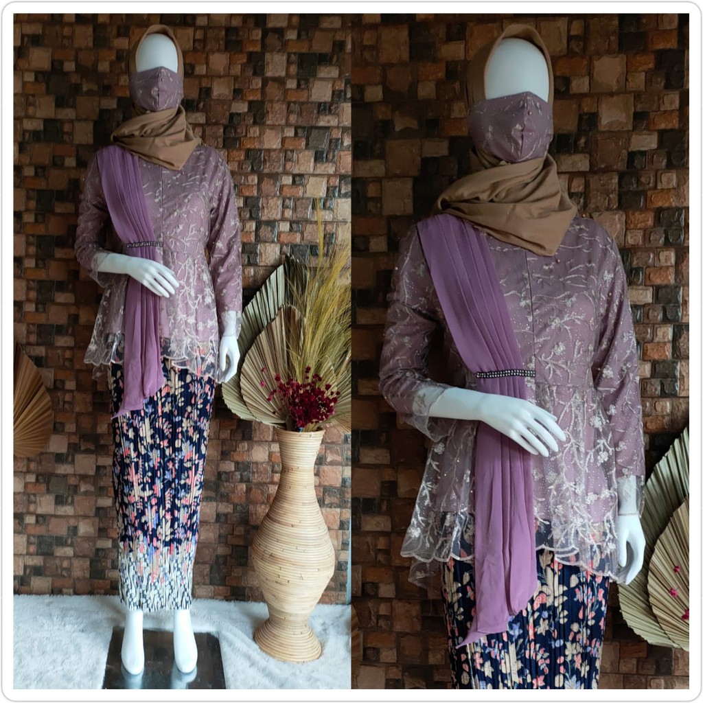 SET KEBAYA PUTRI SELENDANG+MASKER