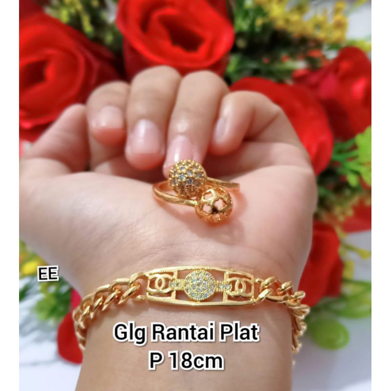 R-O 27 GELANG WANITA RANTAI PLAT P 18 MEWAH ELEGAN