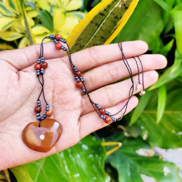 Kalung love mata manik coklat kokka kaokah