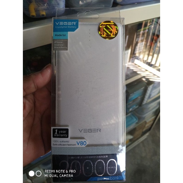 Powerbank Veger 20000 mah original garansi resmi 1tahun / Powerbank Veger 20000 putih