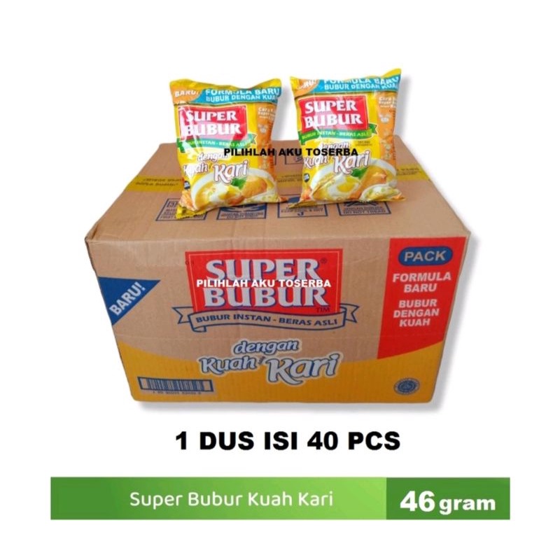 

Super bubur single rasa kuah kari @46 gr ( harga 1 dus isi 40 pcs )