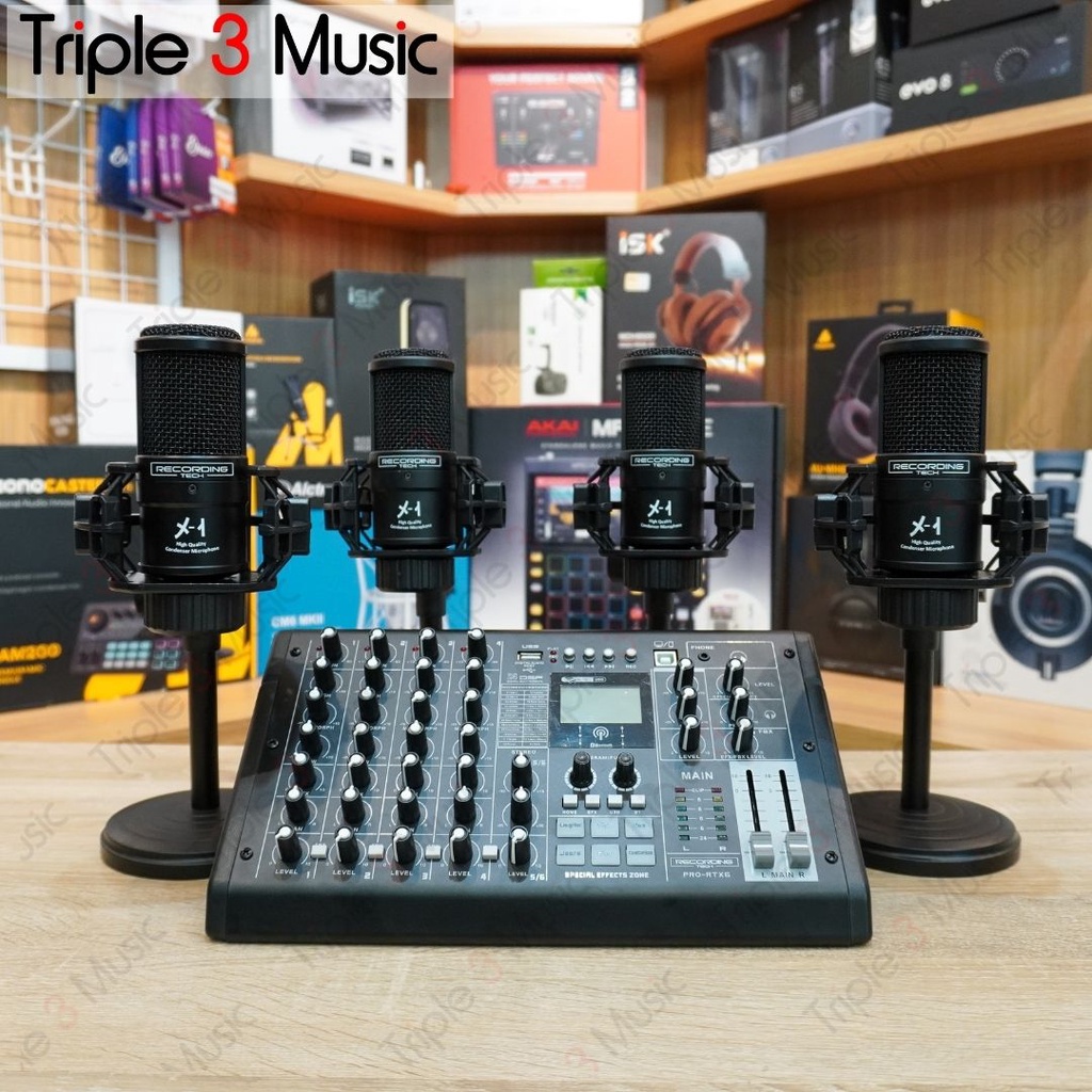 Paket Podcast 4 orang Recording tech Pro RTX6 Mixer USB