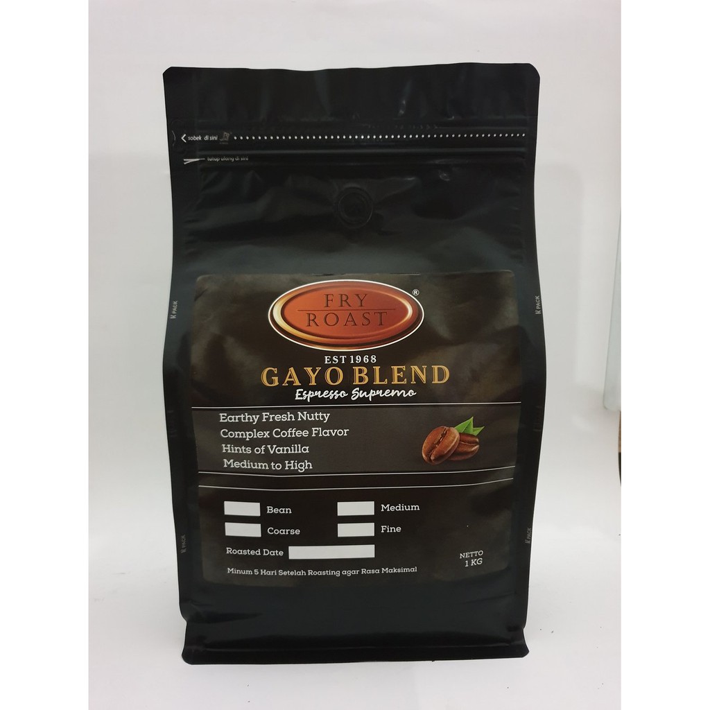 

KOPI GAYO BLEND ESPRESSO SUPREMO 1 KG BIJI DAN BUBUK Terlaris