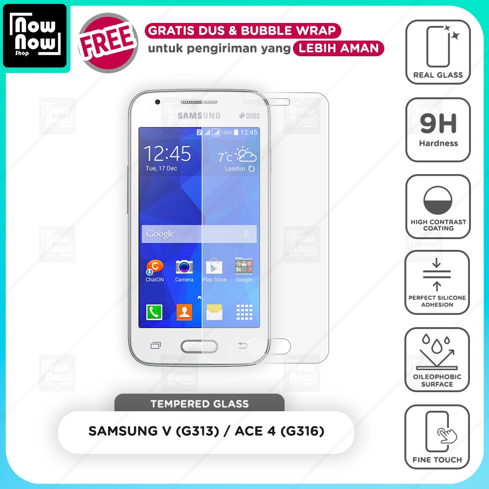 Tempered Glass Anti Gores Samsung V G313 Ace 4 G316 Screen Guard Protector 9H Kaca Temperglass