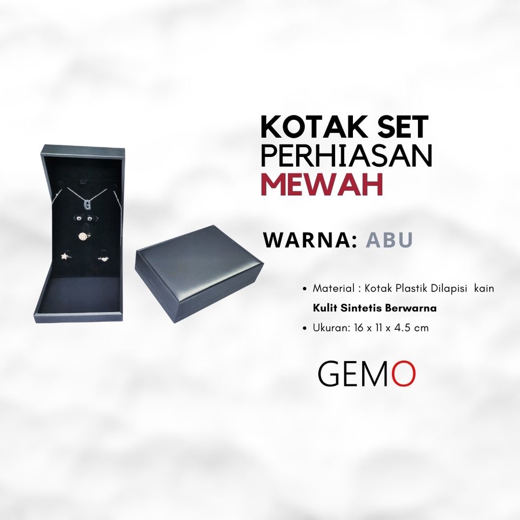 Kotak Set Kalung, Cincin Anting Mewah Ada Empat Warna Box Tempat Perhiasan / Jewelry Box Cocok Untuk Gift / Hadiah, Lamaran, Mahar Pernikahan, Hantaran Tunangan, Seserahan Pernikahan