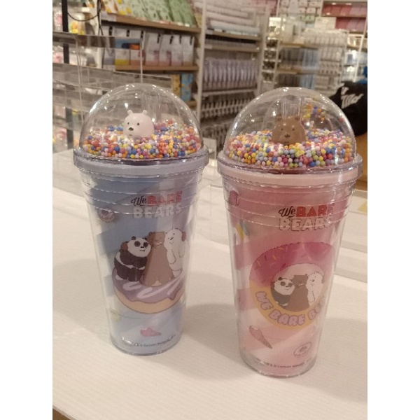 Miniso we bare bears tumbler botol minum lucu botol minum dengan sedotan tumbler panda