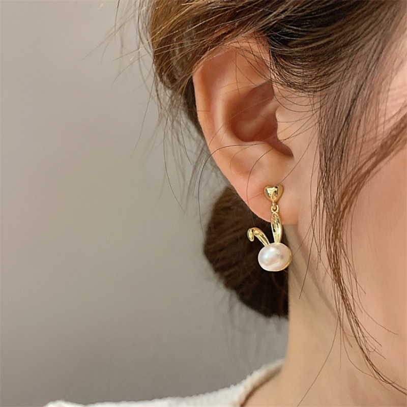 Anting Kelinci Mutiara Lucu Untuk Wanita Aksesoris Korea