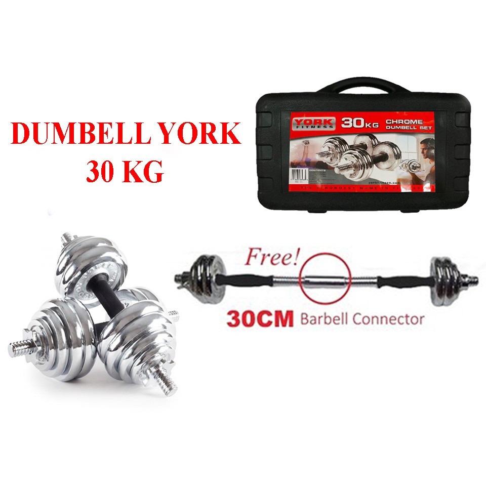 Dumbell York 30kg Chrome / Barbel 30kg / Dumbel Set 30 kg