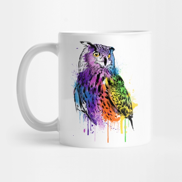 Mug Cangkir Owl Watercolor