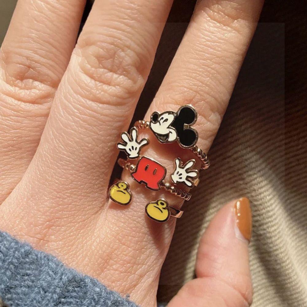 Mxbeauty Cincin Wanita Kreatif Retro Lucu Mouse Kawaii Multi Layer Perhiasan Fashion Jepang