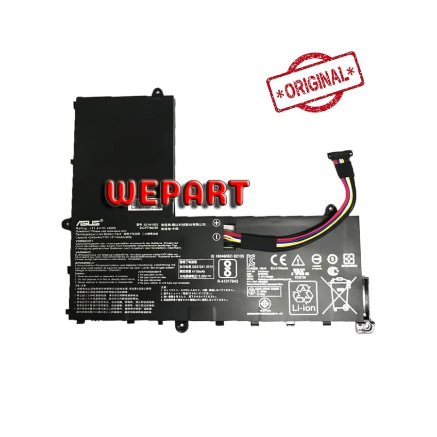 Baterai Laptop Asus EeeBook E202 E202S E202SA E202SA-1A E202SA-FD0011T E202SA-FD0012T B31N1503 Original