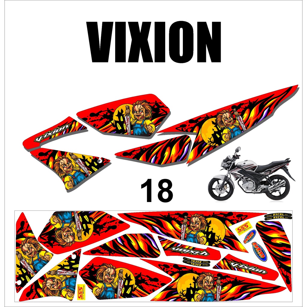 (cod)  VIXION OLD. Sticker Stiker Striping Lis Variasi Vixion Old Murah Desain DS OLD - 18