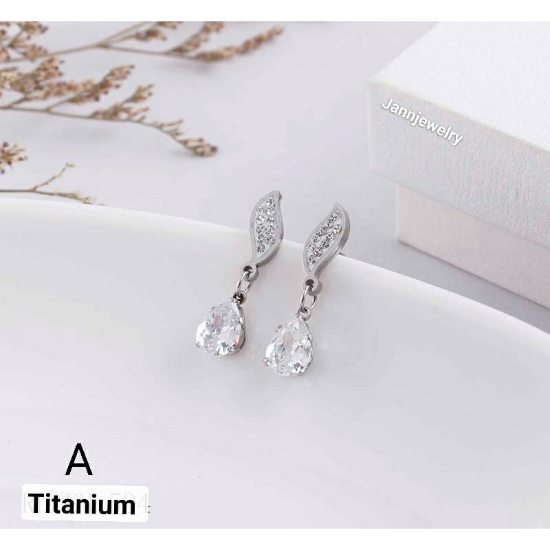 Anting silver titanium asli anti karat&amp;alergi