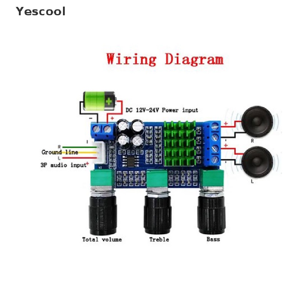 Yescool XH-M567 TPA3116D2 Papan Amplifier Digital Dual Channel Adjustable