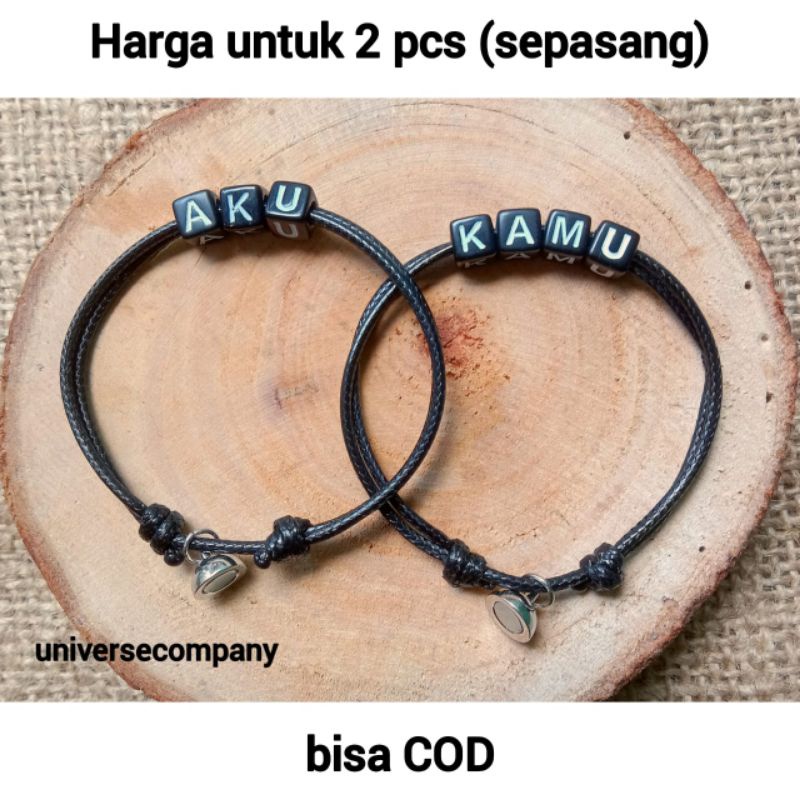 [UC] 2 PCS GELANG COUPLE NAMA MAGNET / GELANG CUSTOM NAMA / GELANG TALI KOREA / GELANG MAGNET (BISA REQUEST NAMA) SUDAH DAPAT 2 PCS