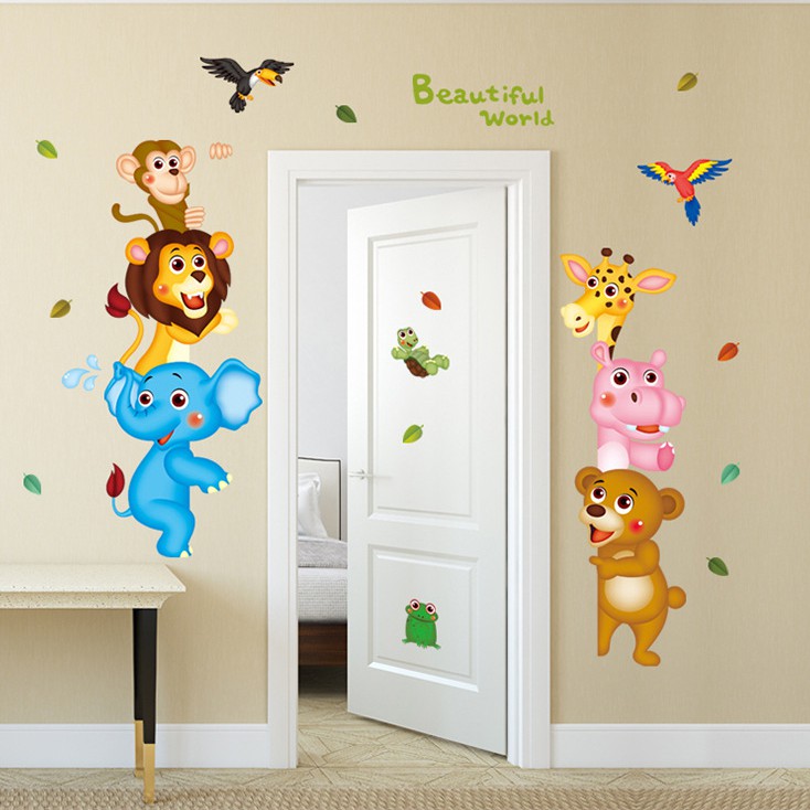 RELIZA WALL STICKER ANIMAL HEWAN ANAK KIDS ZOO LION STIKER DINDING XL8207