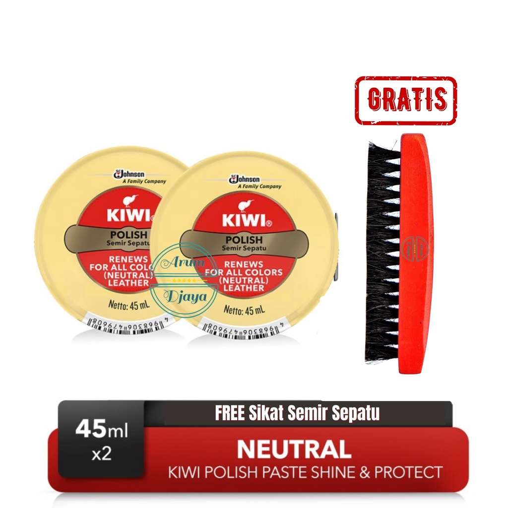 Kiwi Semir Sepatu Netral KIWI Paste SP Neutral 45mL 2x TwinPack – FREE Sikat Semir Sepatu