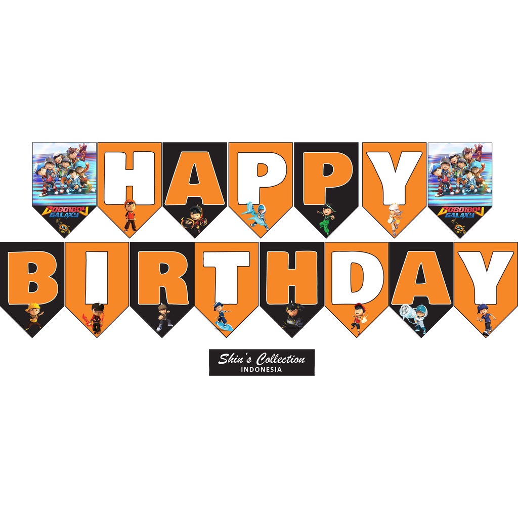 Banner bunting flag Happy birthday Boboi boy Boboiboy Galaxy set