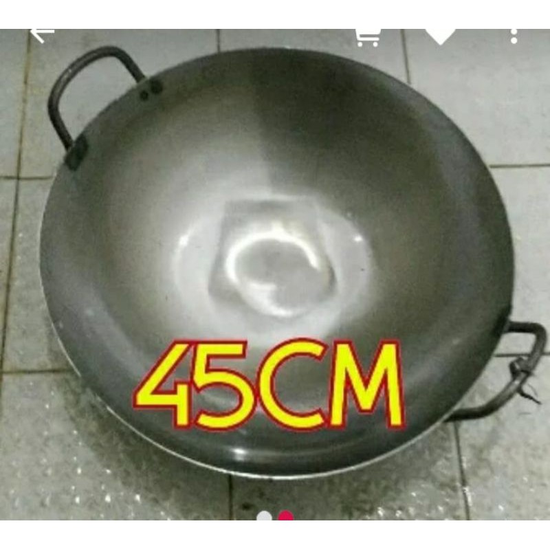 kuali plat baja putih tebel ukuran 45cm