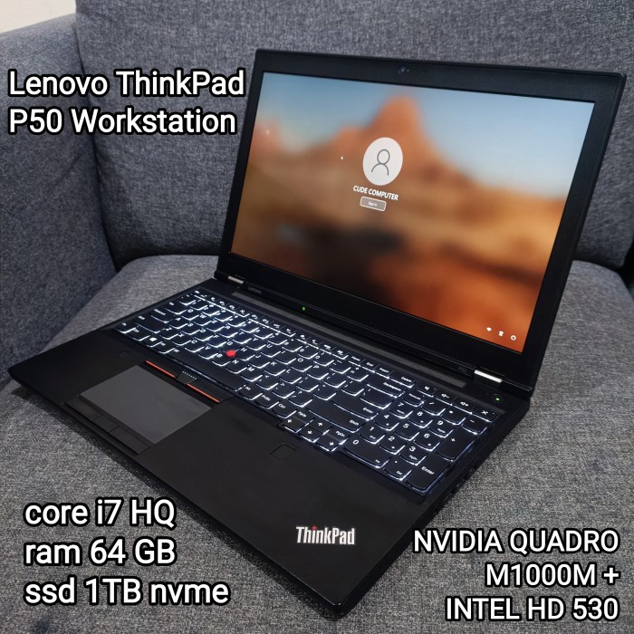 core i7 HQ /NVIDIA QUADRO/RAM 64GB/SSD/P50 lenovoThinkPad /Workstation