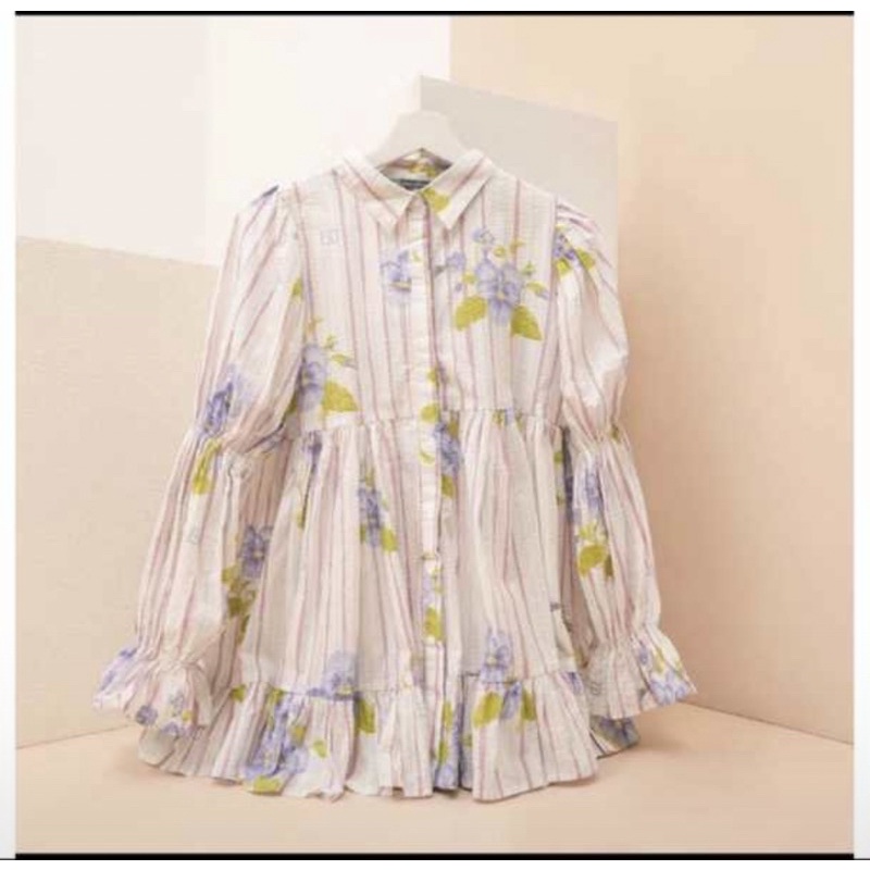 New Diantha tiered ruffle shirt multicolour  size L by benang jarum by Buttonscarves newyork courage