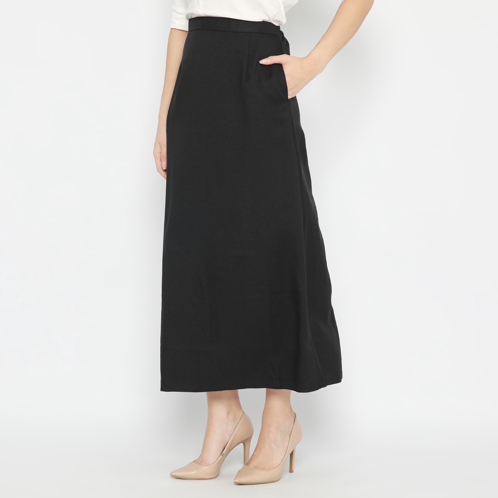ROK KANTOR WANITA / ROK KERJA WANITA / ROK PANJANG HITAM / ROK BAHAN HITAM / ROK MAGANG HITAM / ROK WANITA HITAM / ROK BAHAN FORMAL WANITA / ROK PKL / ROK PANJANG MURAH - HITAM / PUTIH