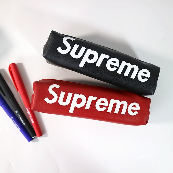 

Supreme ather Personality Creative Supplies Portable Tide BrLarge-Capacity Pencil Case Storage Bag