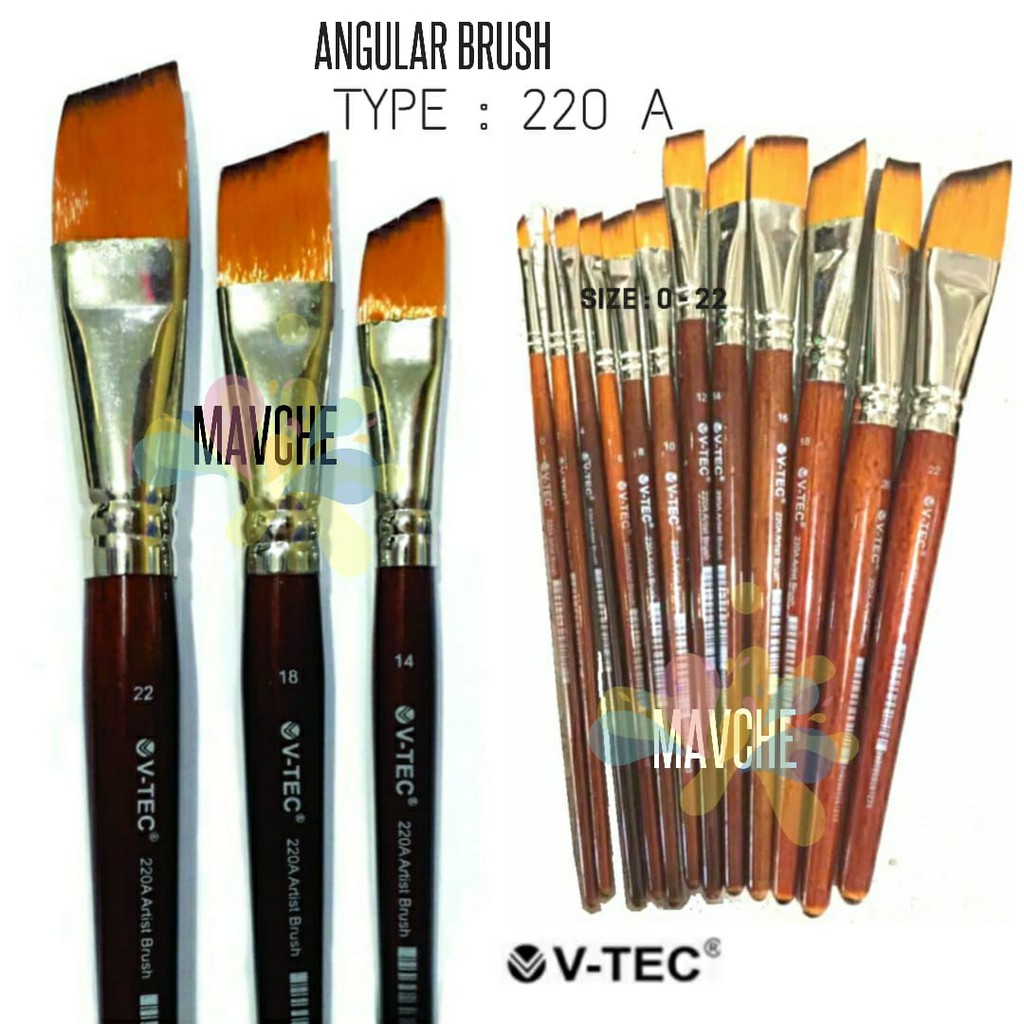 

KUAS V-TEC ANGULAR 220A/VTEC BRUSH RUNCING MIRING 220 A/KUAS MELUKIS NAILART BODYART